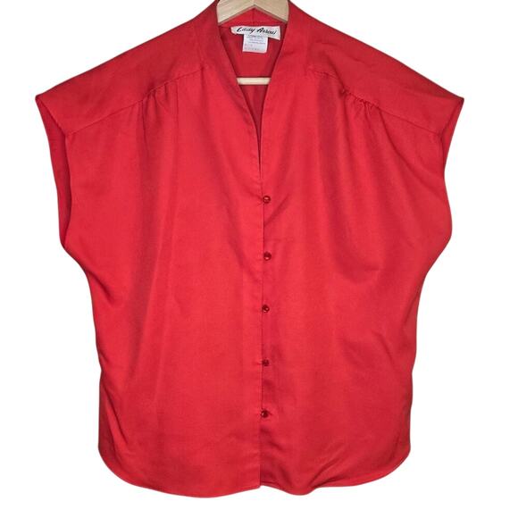 Lady Arrow Vintage Red Sleeveless Blouse 100% Dacron Polyester Size 16 0316 - Picture 1 of 6